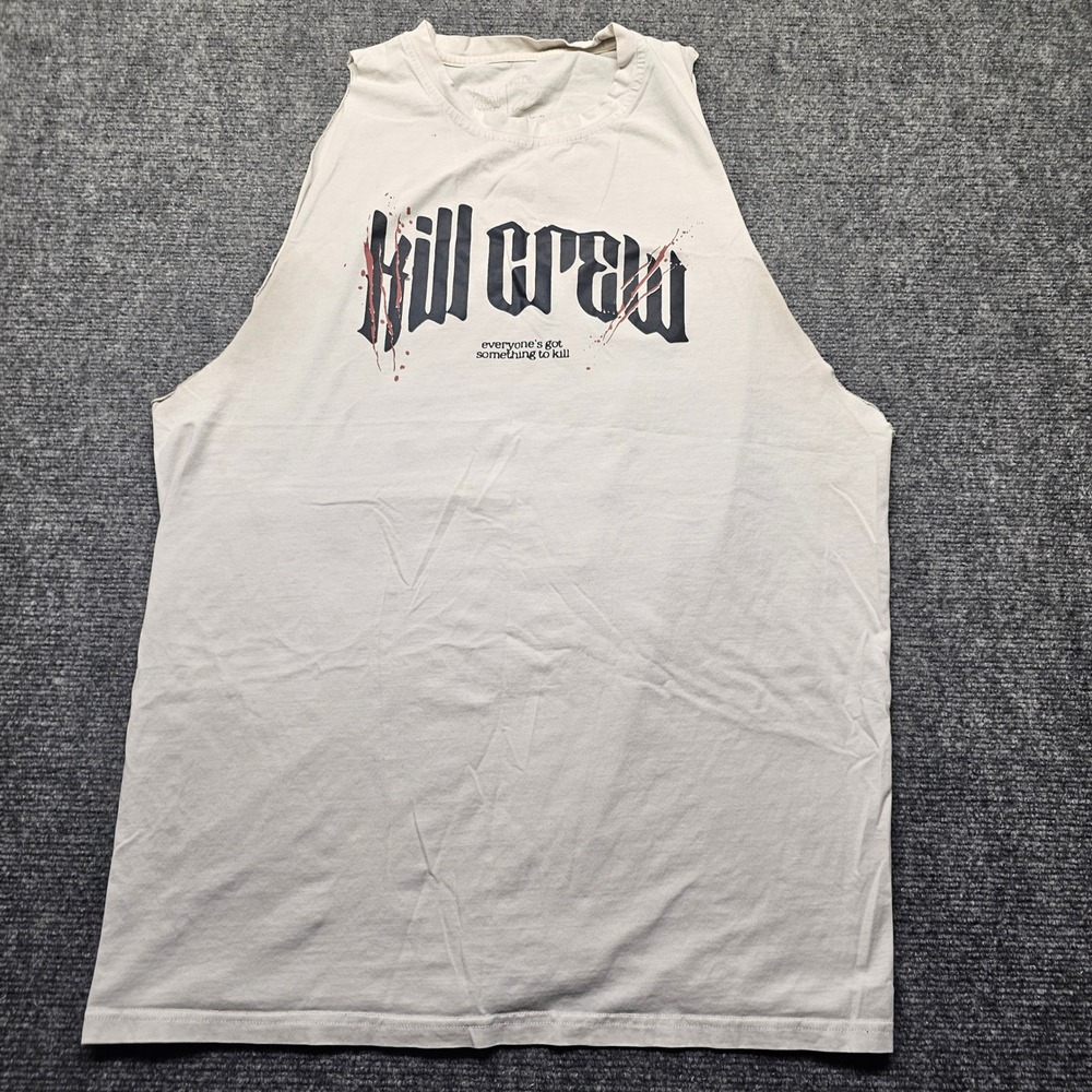 Kill Crew Mens Porrata Series Muscle Tank Top Cream XL Graphic Gym Shirt